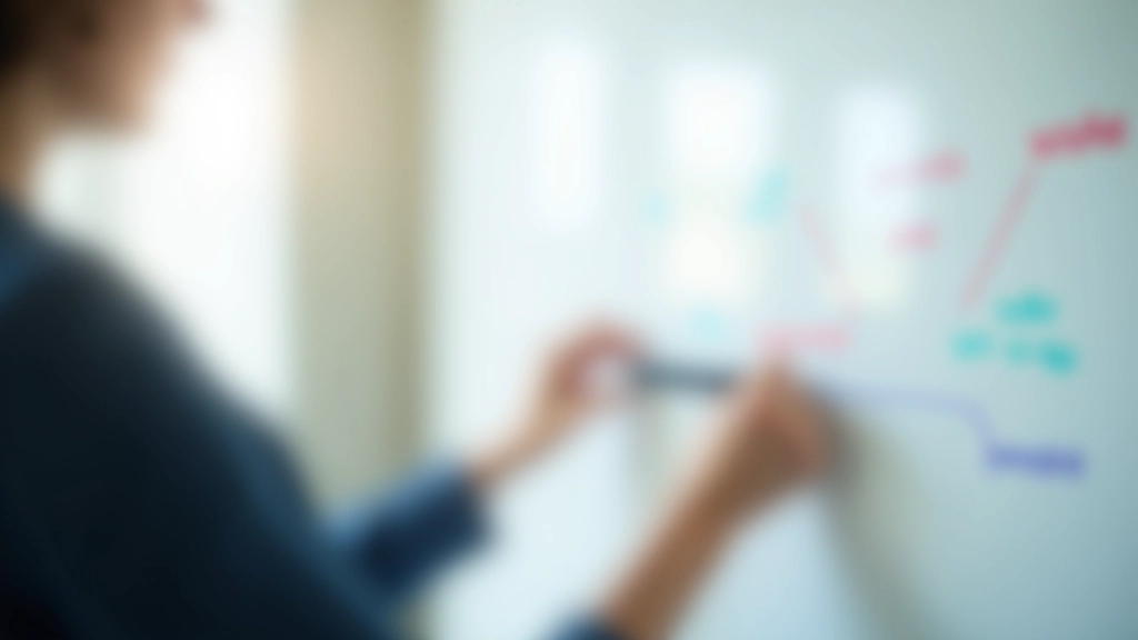 Person writing goals and targets on whiteboard with colored markers in modern office